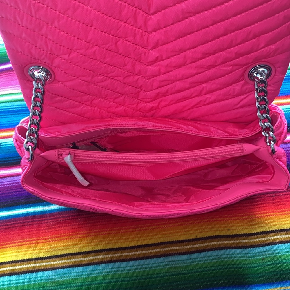 Rebecca Minkoff Edie Nylon Jumbo Flap Shoulder Bag Hot Pink - Picture 8 of 8